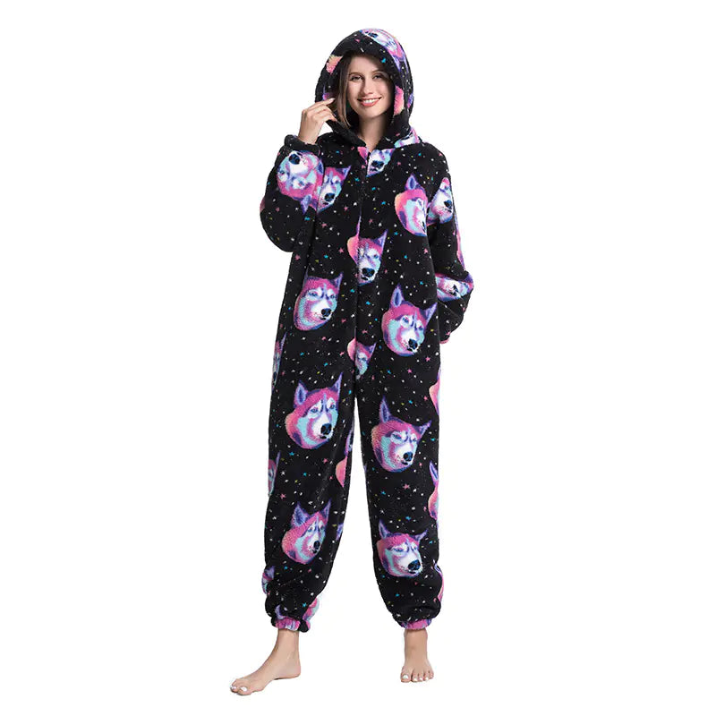 Cute Cartoon Animal Onesie Fleece Pajamas