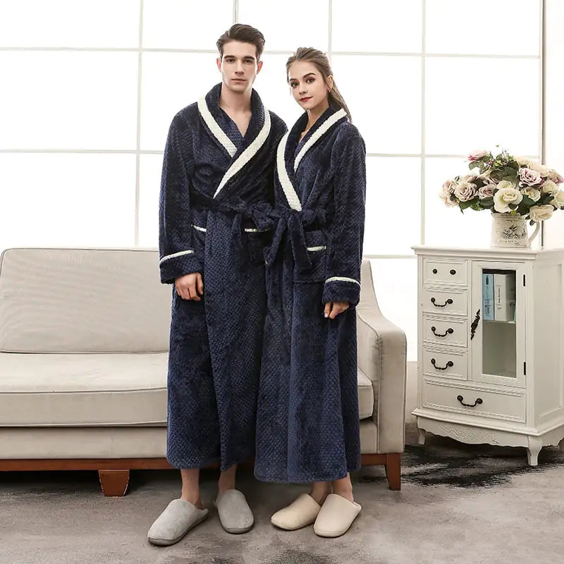 Winter Couple Pajamas and Bathrobe Set for Women