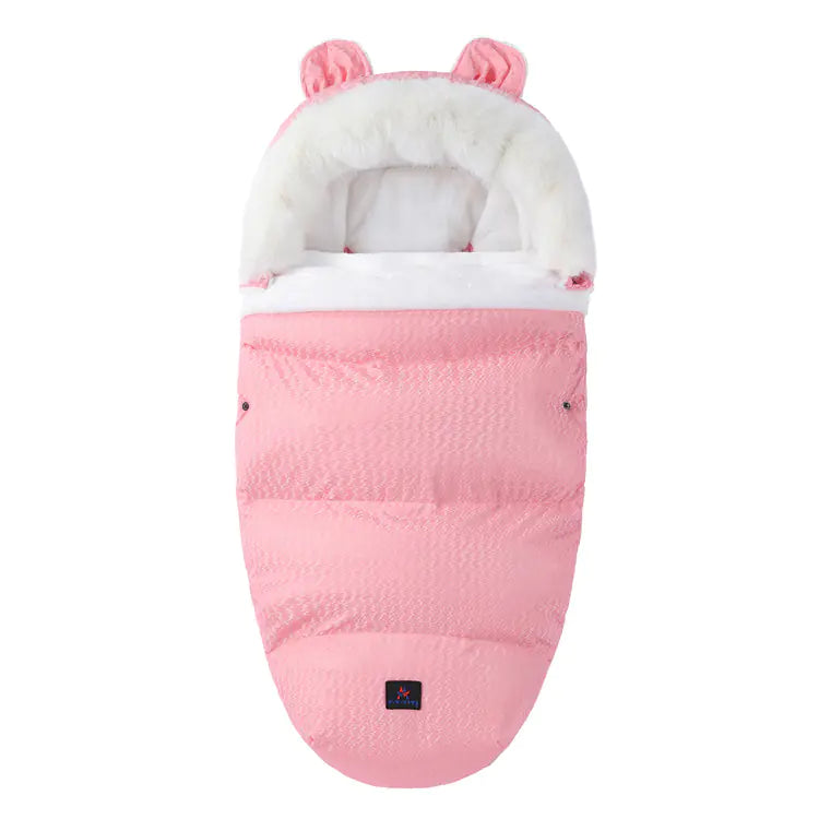 Thickened Fleece Baby Sleeping Bag with Fur Collar