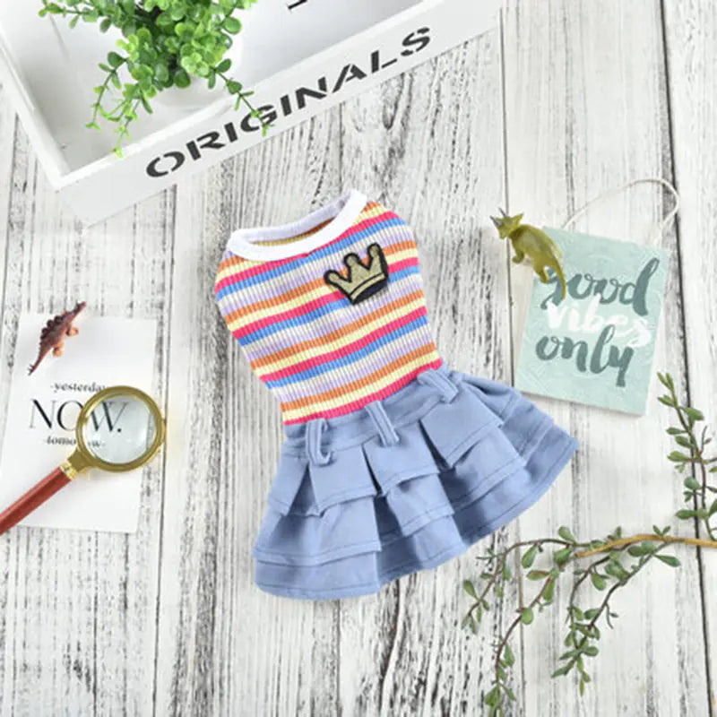 Cartoon Striped Dress for Small & Medium Dogs