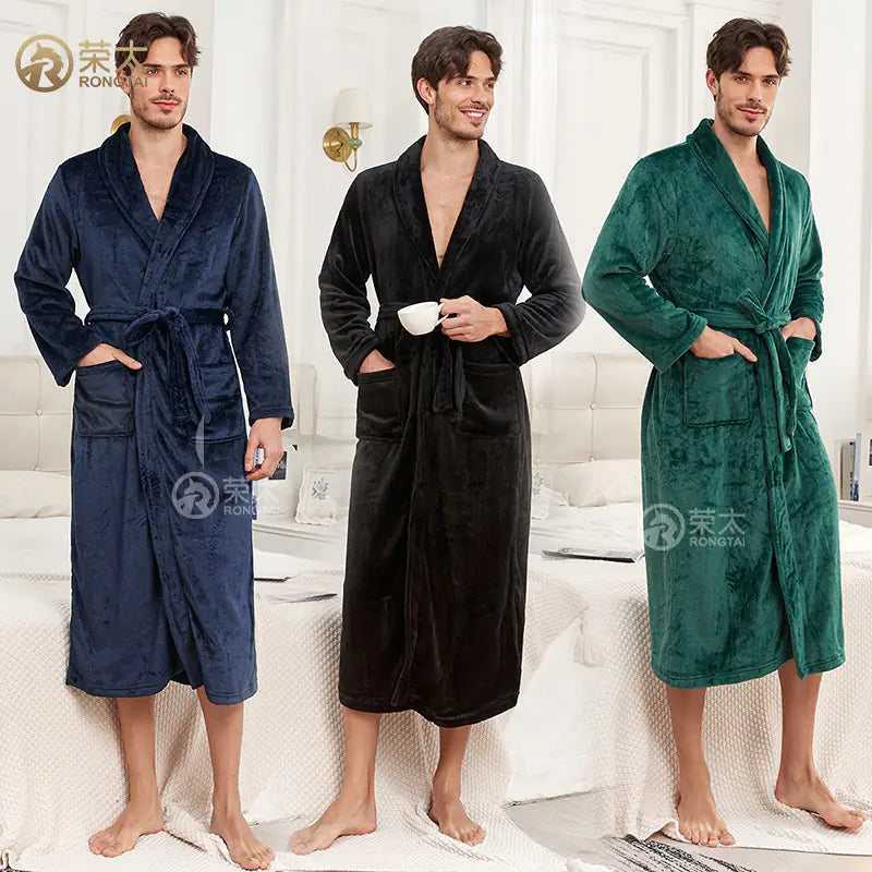 Unisex Long Flannel Bathrobe