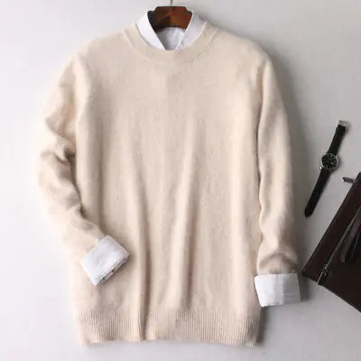 Men's Mink-Wool Round Neck Sweater