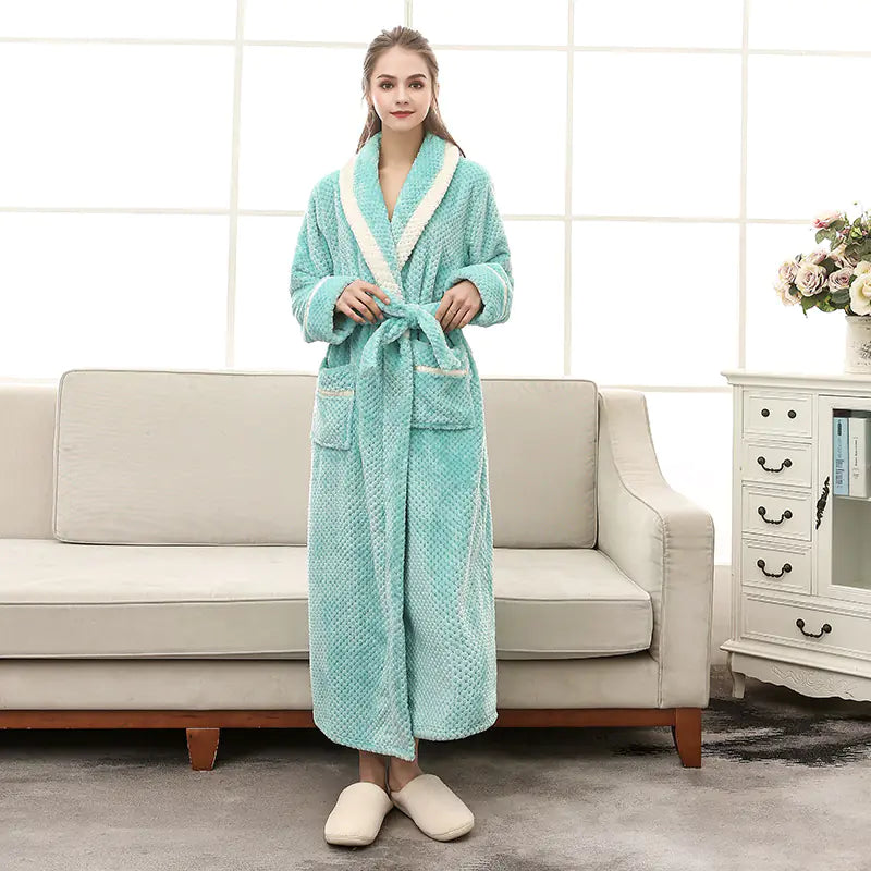 Winter Couple Pajamas and Bathrobe Set for Women