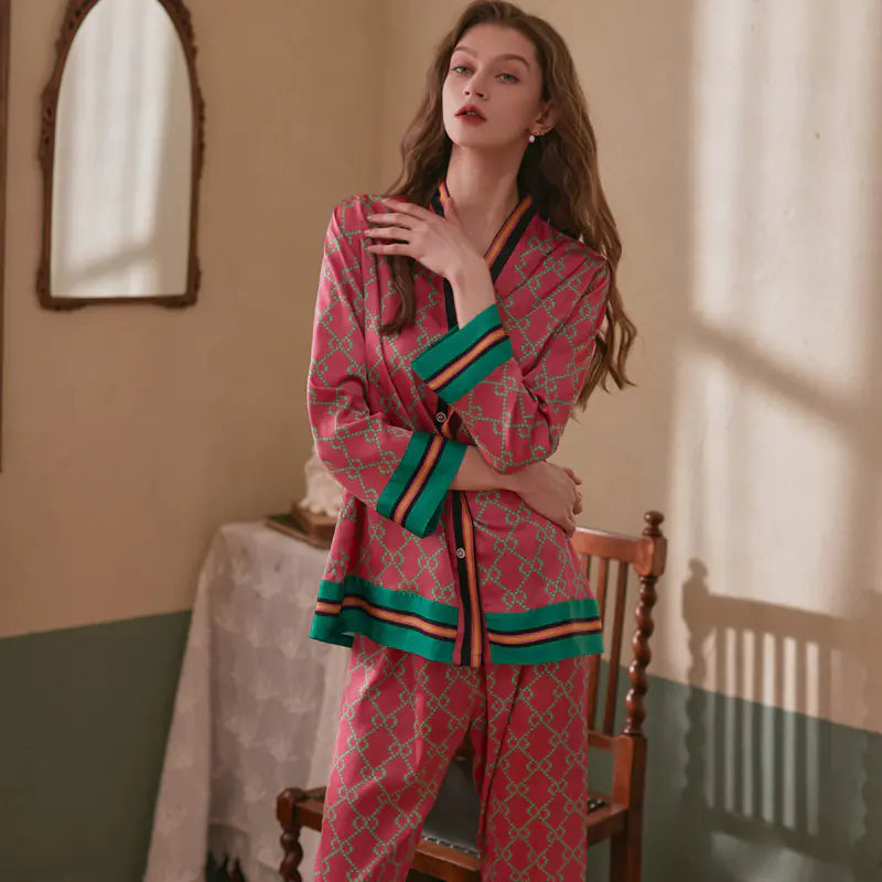 Ladies Band Long Sleeve Pyjamas Set